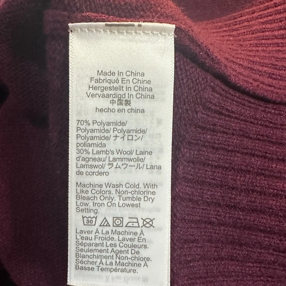 J Crew Burgundy Lambswool Blend Crewneck Sweater Large